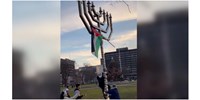  Palesztin zászlóval takartak le egy menórát a Yale Egyetem kampuszán  
