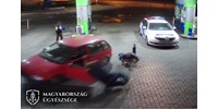 Videón, ahogy egy autós menekülés közben elsodor egy rendőrt és egy polgárőrt egy újpesti benzinkúton